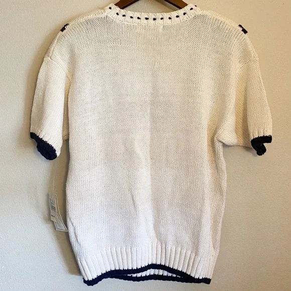 Vintage Lauren Grey Knit Floral Colorful Short Sleeve Sweater NWT Oversized Sz M - Picture 7 of 7